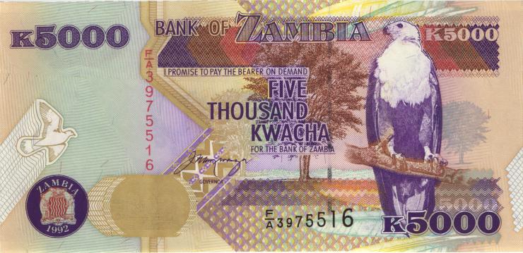 Sambia / Zambia P.41a 5000 Kwacha 1992 (1) 