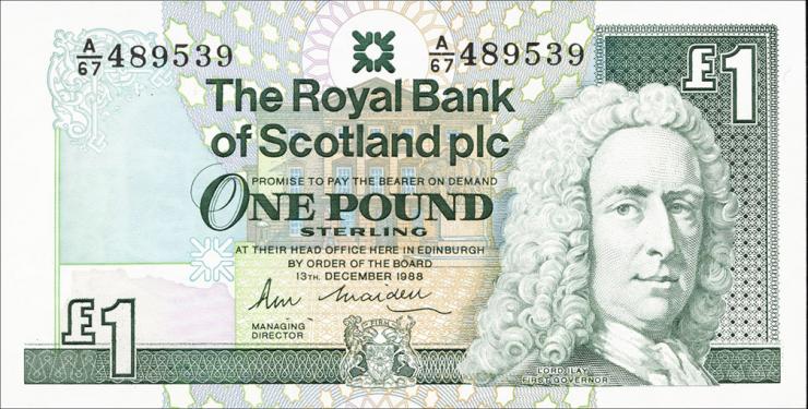 Schottland / Scotland P.351a 1 Pound 1988 (1) 