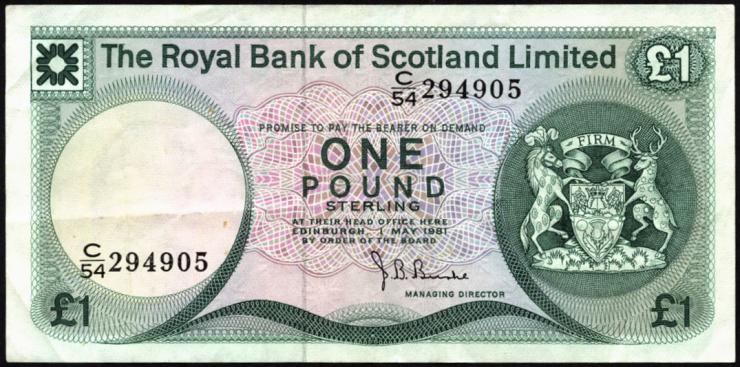 Schottland / Scotland P.336a 1 Pound 1981 (3) 