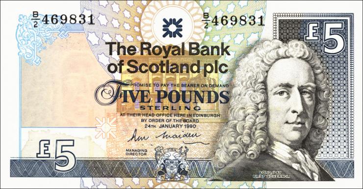 Schottland / Scotland P.352a 5 Pounds 1990 (1) 