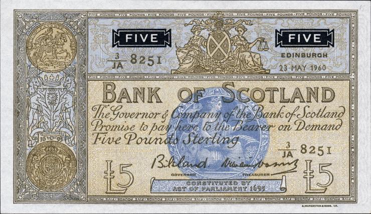 Schottland / Scotland P.101b 5 Pounds 1960 (1) 