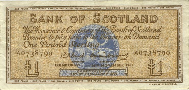 Schottland / Scotland P.102a 1 Pound 1961 (3) 