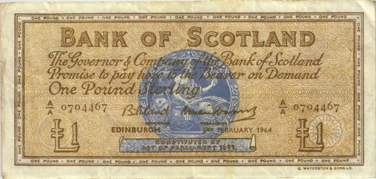 Schottland / Scotland P.102a 1 Pound 1964 LD (3) 