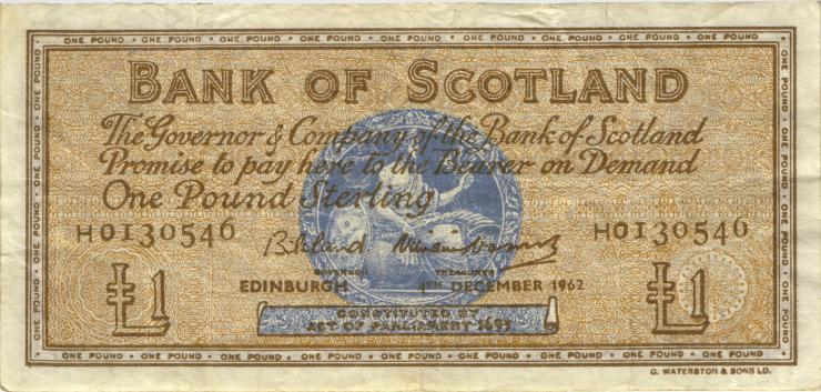 Schottland / Scotland P.102a 1 Pound 1962 (3) 