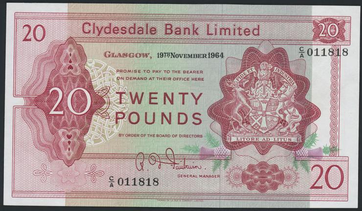 Schottland / Scotland P.200 20 Pounds 1964 (2) 011818 
