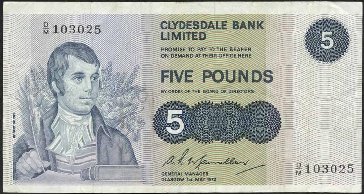 Schottland / Scotland P.205b 5 Pounds 1972 (3) 