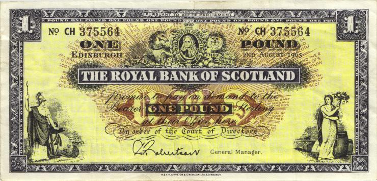 Schottland / Scotland P.325b 1 Pound 1965 (3+) 