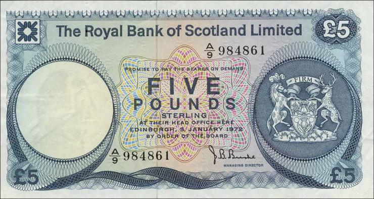 Schottland / Scotland P.337 5 Pounds 1972 (3+) 