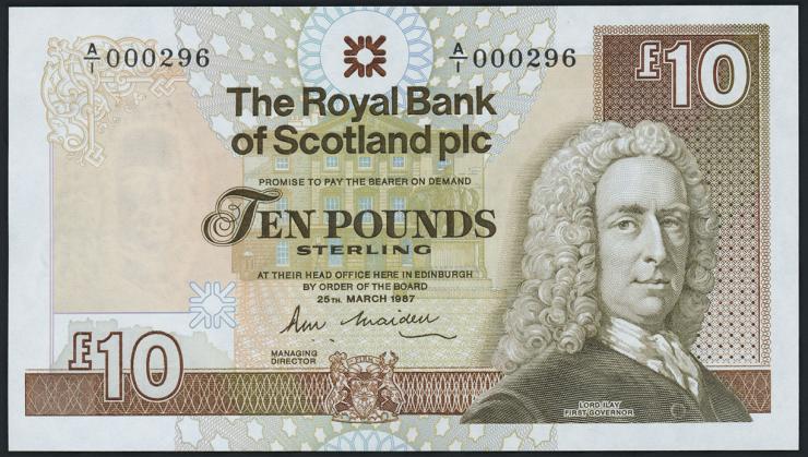 Schottland / Scotland P.348 10 Pounds 1987 A/1 000296 (1) 