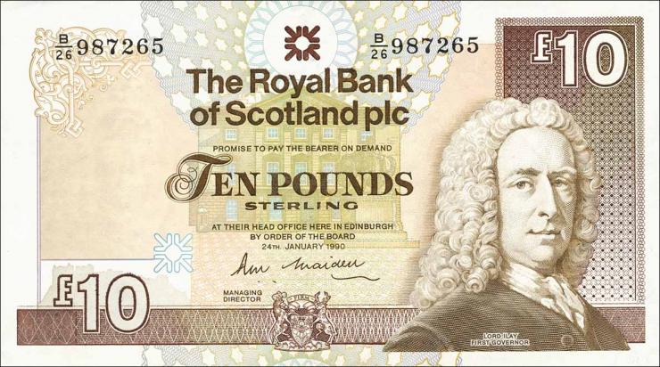 Schottland / Scotland P.348 10 Pounds 1990 (3+) 