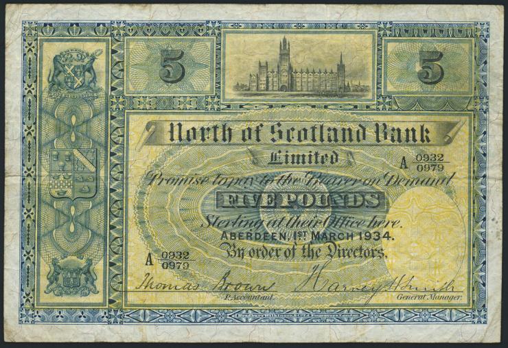Schottland / Scotland P.S640a 5 Pounds 1934 (4) 