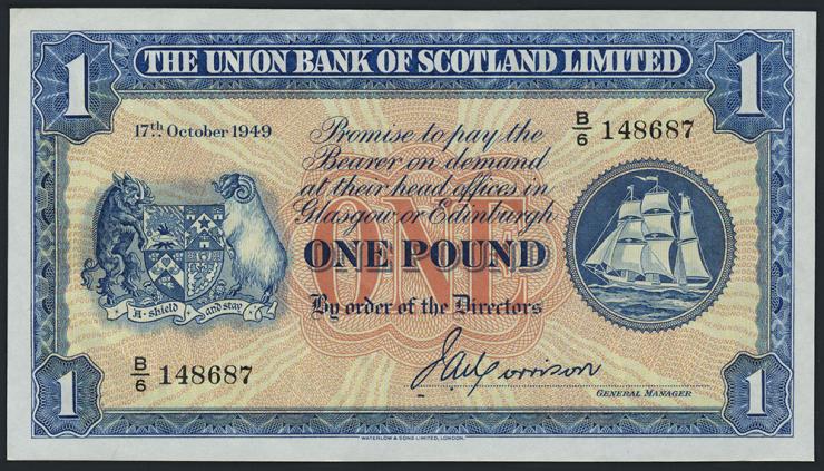 Schottland / Scotland P.S816a 1 Pound 1949 (2+) 