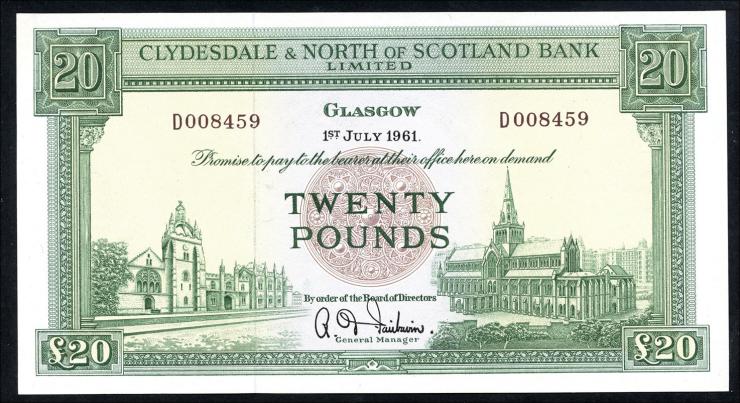 Schottland / Scotland P.193b 20 Pounds 1961 (1) 