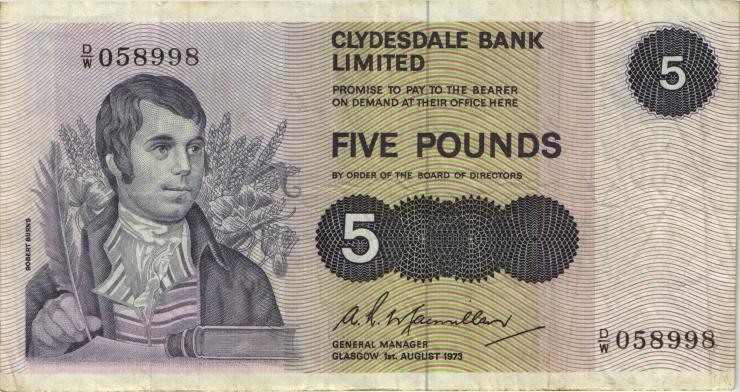 Schottland / Scotland P.205b 5 Pounds 1973 (3) 