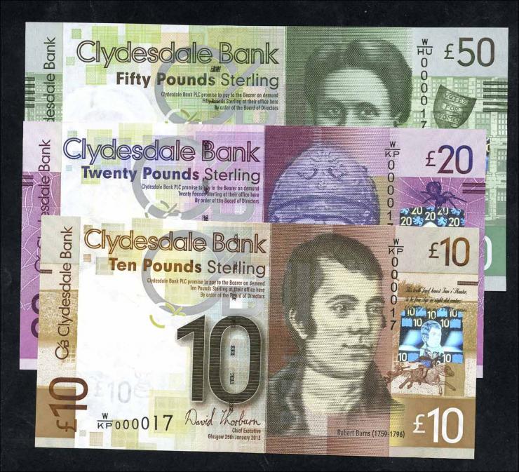 Schottland / Scotland P.229J/L 10 - 50 Pounds Sterling 2009/2015 (1) 