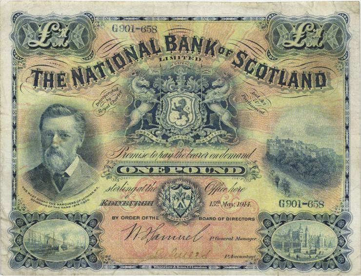 Schottland / Scotland P.248a 1 Pound 1914 (3/4) 