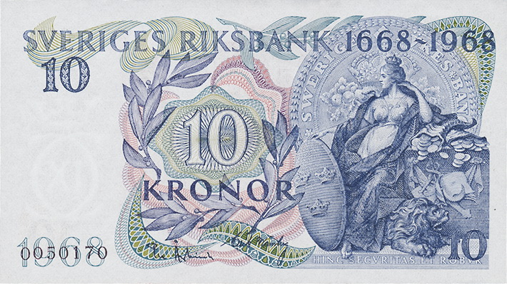 Schweden / Sweden P.56 10 Kronen 1968 300 J. Bank (1) 