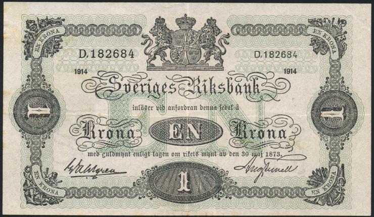 Schweden / Sweden P.32a 1 Krone 1914 (3+) 
