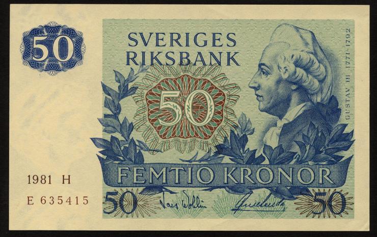 Schweden / Sweden P.53c 50 Kronen 1981 Gustav III. (1) 