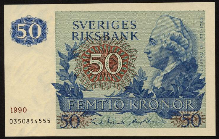 Schweden / Sweden P.53d 50 Kronen 1990 Gustav III. (1) 