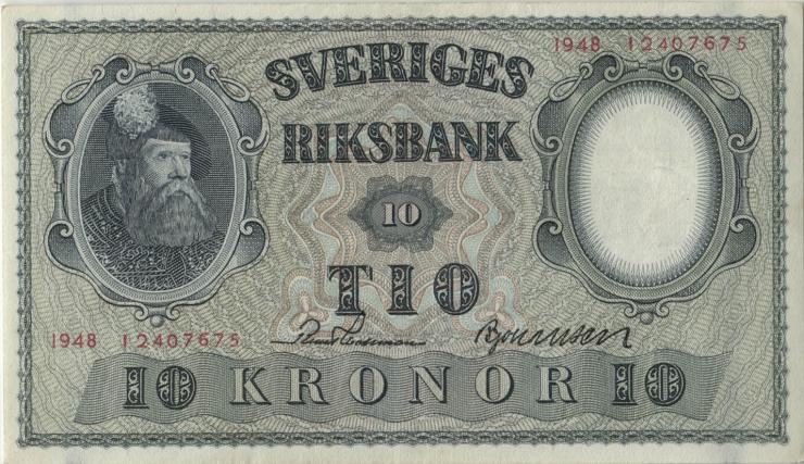 Schweden / Sweden P.40h 10 Kronen 1947 (1) 