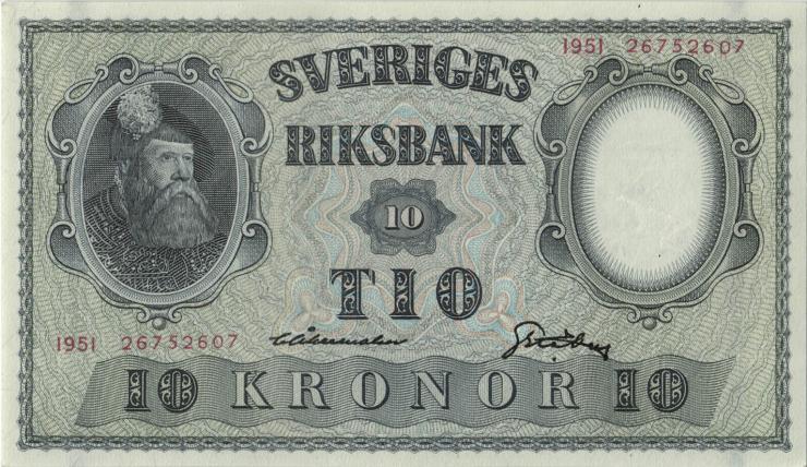 Schweden / Sweden P.40l 10 Kronen 1951 (1) 