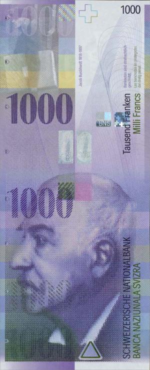 Schweiz / Switzerland P.74d 1000 Franken 2012 (1) 