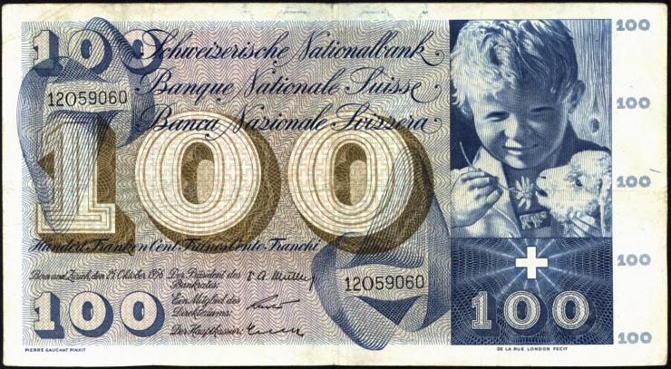 Schweiz / Switzerland P.49a 100 Franken 1956 (3) 