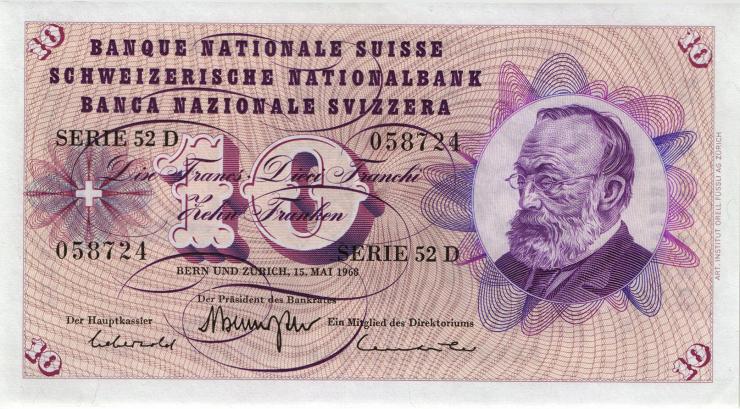 Schweiz / Switzerland P.45n 10 Franken 1968 (1) 