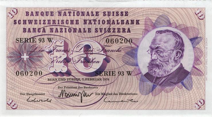 Schweiz / Switzerland P.45t 10 Franken 1974 (1) U.1 