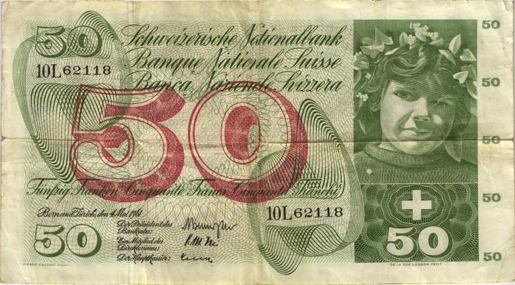 Schweiz / Switzerland P.48b 50 Franken 1961 (3) 