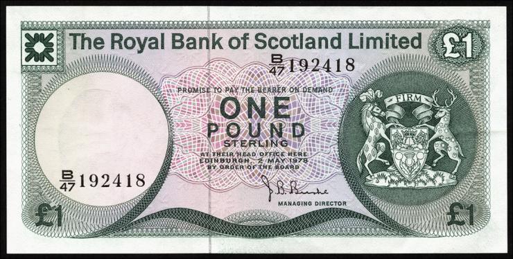 Schottland / Scotland P.336a 1 Pound 1978 (1-) 