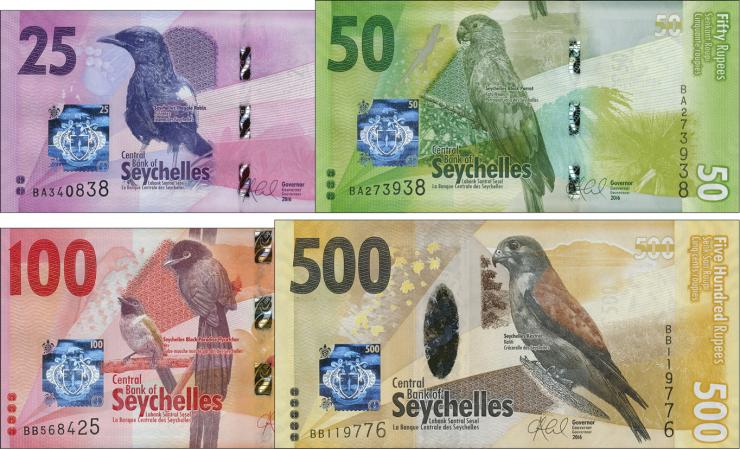 Seychellen / Seychelles P.48/51 25 Rupien - 500 Rupien 2016 (1) 