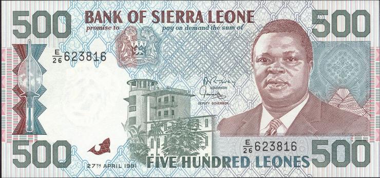 Sierra Leone P.19 500 Leones 1991 (1) 