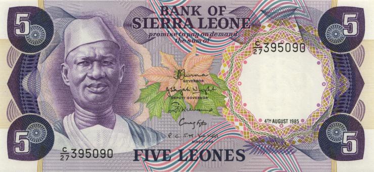 Sierra Leone P.07g 5 Leones 4.8.1985 (1) 