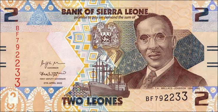 Sierra Leone P.35 2 Leones 2022 (1) 