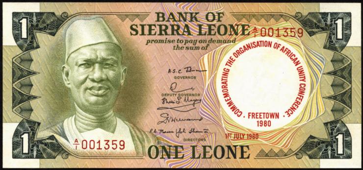 Sierra Leone P.10 1 Leone 1980 Gedenkausgabe (1) 