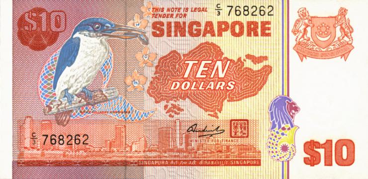 Singapur / Singapore P.11b 10 Dollars (1976) Eisvogel (1) 