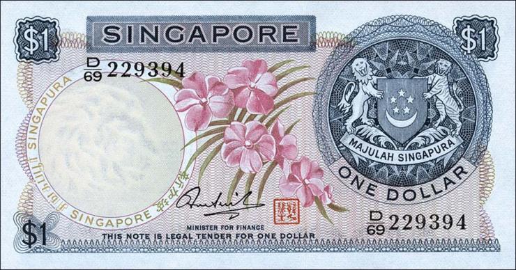 Singapur / Singapore P.01d 1 Dollar (1972) (1) 