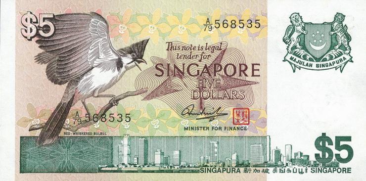 Singapur / Singapore P.10 5 Dollars (1976) (1) 