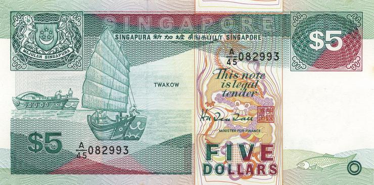 Singapur / Singapore P.19 5 Dollars (1989) (1) 