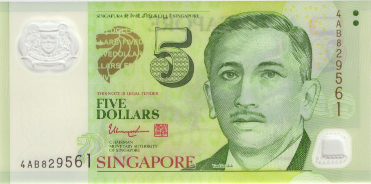 Singapur / Singapore P.47a 5 Dollars (2007) Polymer (1) 