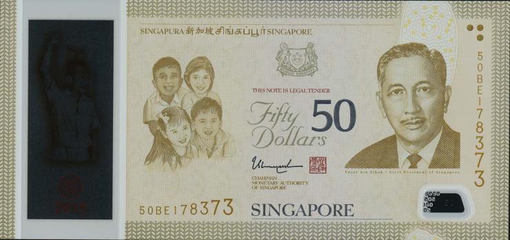 Singapur / Singapore P.61 50 Dollars 2015 Polymer Gedenknote (1) 