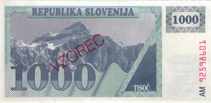 Slowenien / Slovenia P.09s1 1000 Tolarjew 1992 Specimen (1) 