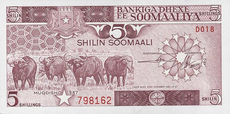 Somalia P.31c 5 Shillings 1987 (1) 
