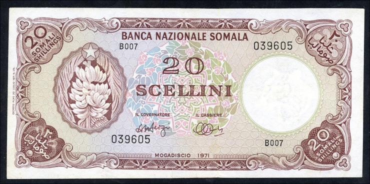 Somalia P.15a 20 Scellini 1971 (1-) 