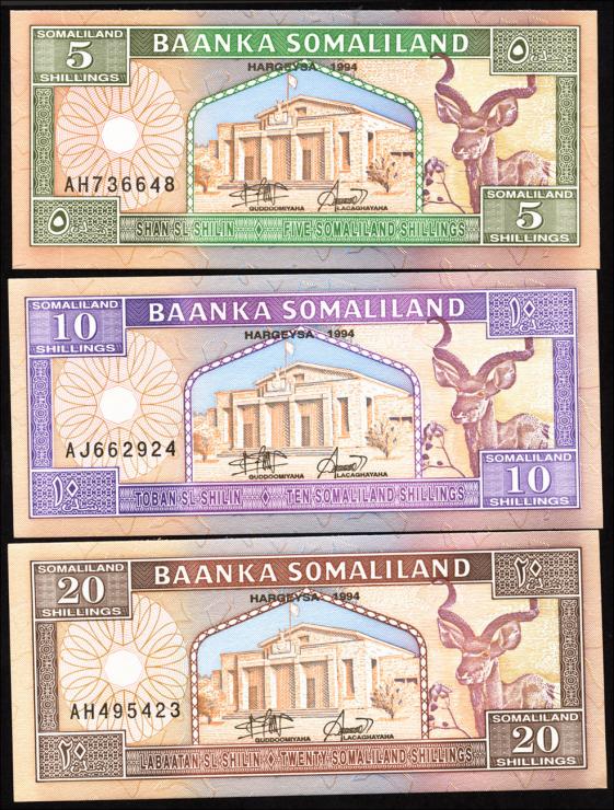 Somaliland P.01-03 5 - 20 Shillings 1994 (1) 