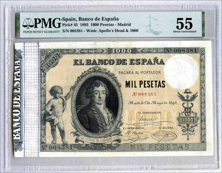 Spanien / Spain P.045 1000 Pesetas 1895 (1-) 