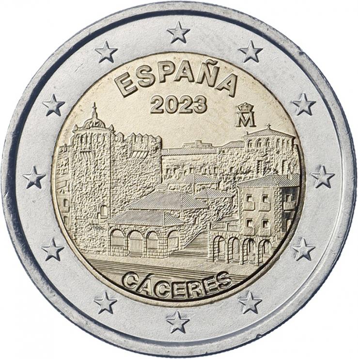 Spanien 2 Euro 2023 Altstadt von Caceres 
