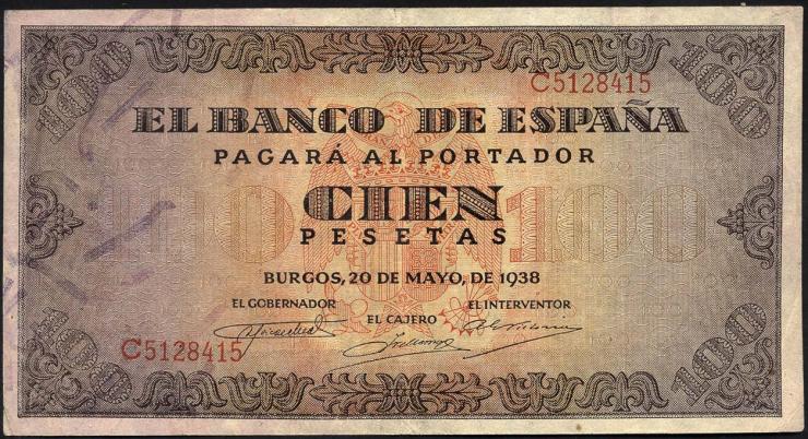 Spanien / Spain P.113 100 Pesetas 1938 (3) 